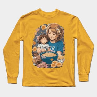 Mom and Daughter Love Ramen Noodles Long Sleeve T-Shirt